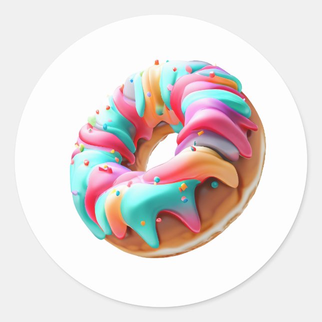 Big Donut Cute Classic Round Sticker (Front)