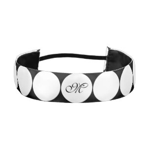 Big Dot white + your backg. & monogram Athletic Headband