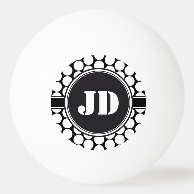 BIG DOTS grid black + your backgr. & text Ping-Pong Ball (Back)