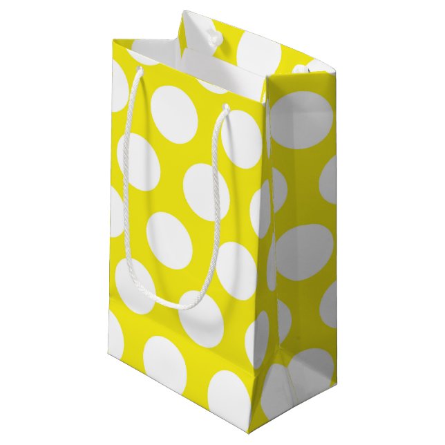 Big Dots on Yellow Design Small Gift Bag (Front Angled)