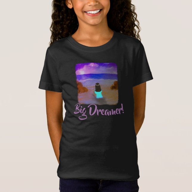 Big Dreamer! Girls Beach Birthday Painting T-Shirt (Front)