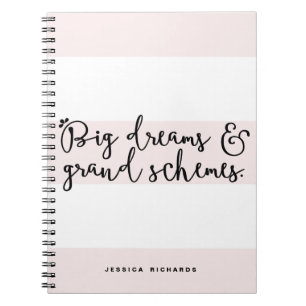 Big Dreams & Grand Schemes Blush Pink Stripes Notebook