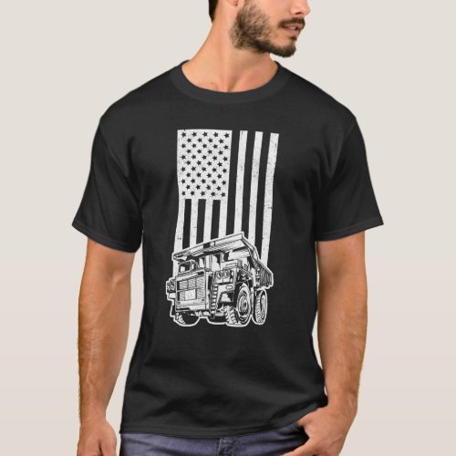 Big Dump Lorry Truck Driver American USA Flag Patr T_Shirt