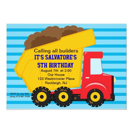 Truck Birthday Party Invitations 8