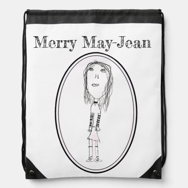 Big Ead Face (May-Jean) Drawstring Bag (Front)
