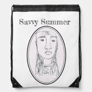 Big Ead Face (Savvy Summer Design) Drawstring Bag