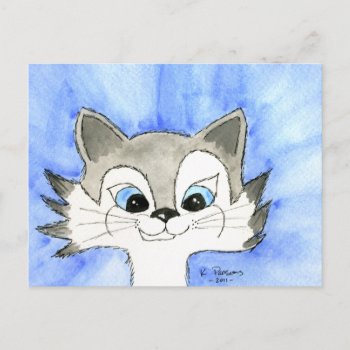 Big Eared Cat Postcard by KaliParsons at Zazzle