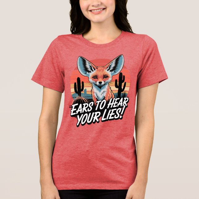 Big-Eared Fennec Fox Desert Humor Tri-Blend Shirt (Front)