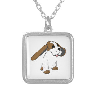 Big Earred Dog Silver Plated Necklace