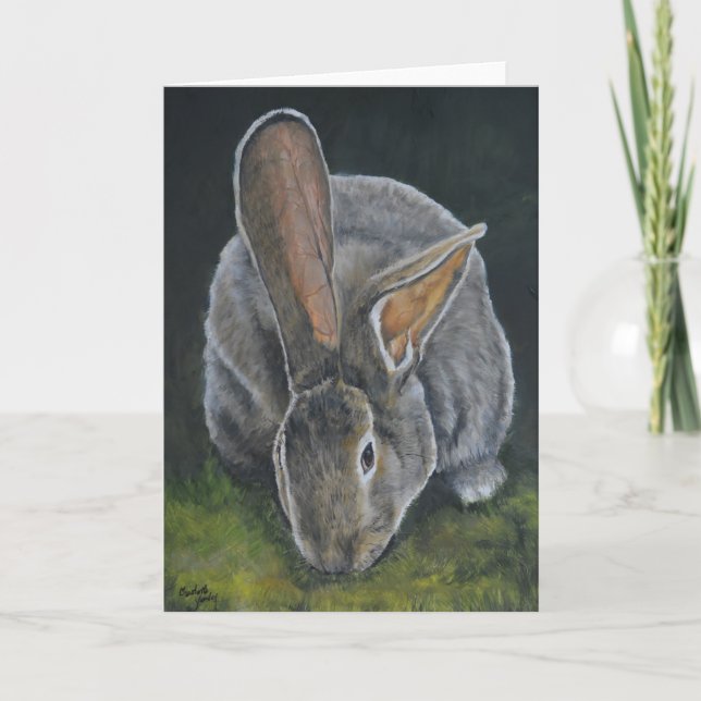 Big Ears Bunny Animal Art Greeting Card (Front)