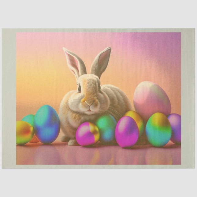 Big Easter Bunny With Colorful Eggs Collection Tissue Paper (Front)
