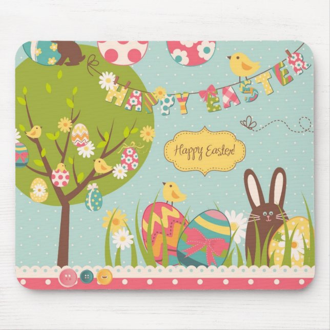 Big Easter set with cute chocolate rabbit Mouse Pad (Front)