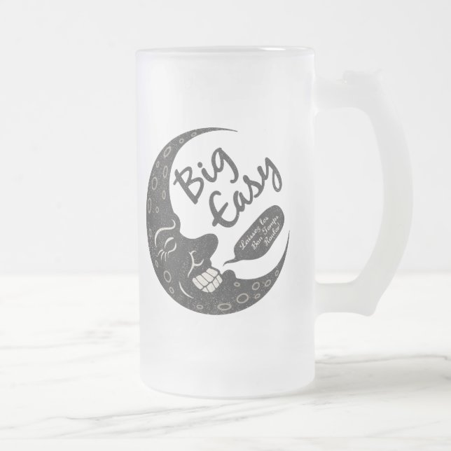 Big Easy Crescent Frosted Glass Beer Mug (Right)
