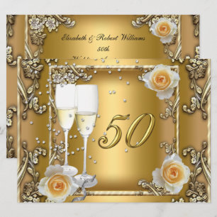 Big Elegant Gold 50th Wedding Anniversary Party Invitation