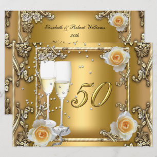 Big Elegant Gold 50th Wedding Anniversary Party Invitation