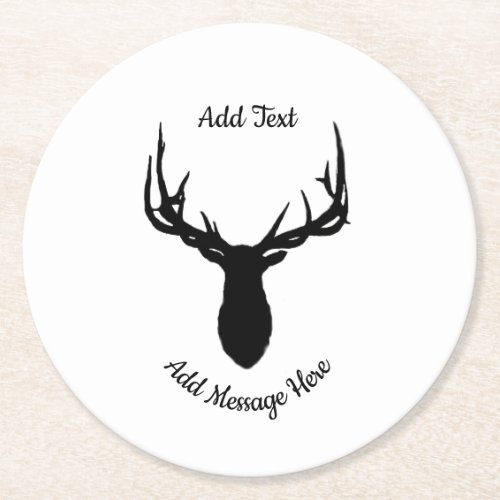 Big Elk Add Text and Message Round Paper Coaster