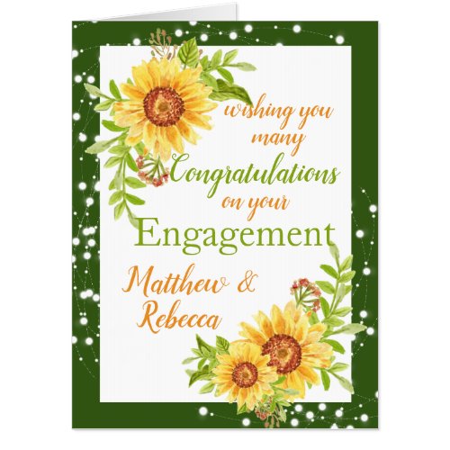 Big Engagement Congratulations Floral Sunflower Card