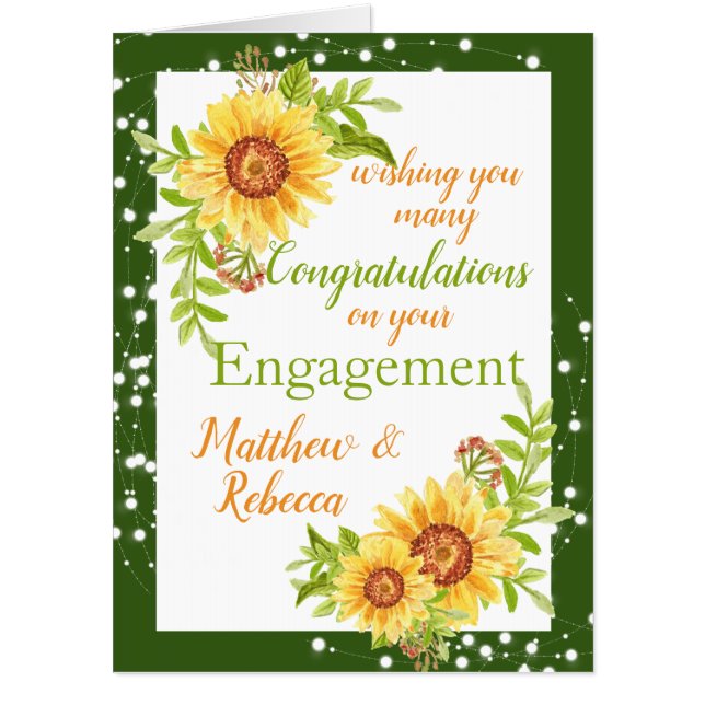 Big Engagement Congratulations Floral Sunflower Card (Front)