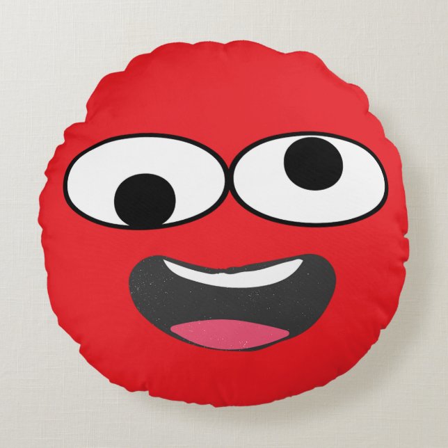 Big Expression – Cartoon Face Round Pillow (Front)