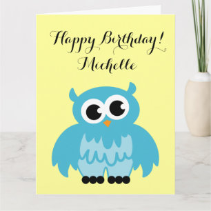 Big extra large Birthday card cute owl cartoon