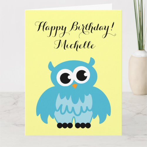 Big extra large Birthday card  cute owl cartoon