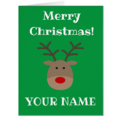 Big extra large Christmas card with cute reindeer (Front)