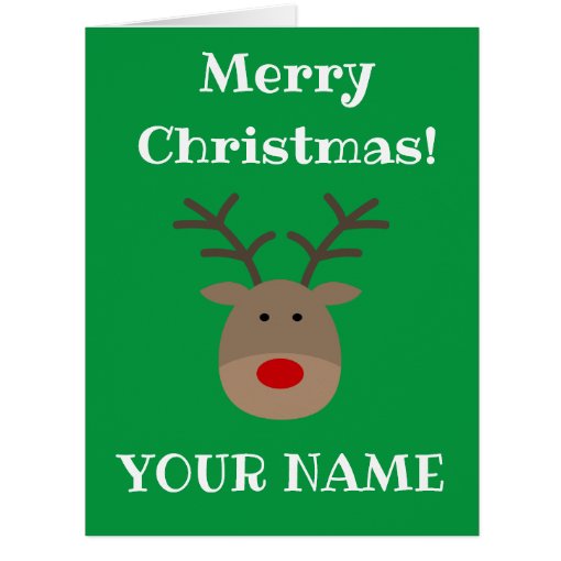 Big extra large Christmas card with cute reindeer | Zazzle