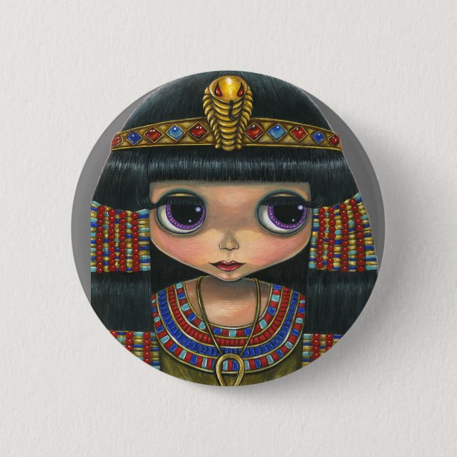 Big Eye Cleopatra Girl Doll Cute Button (Front)