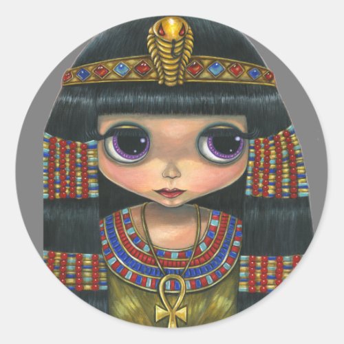 Big Eye Cleopatra Girl Doll Cute Classic Round Sticker
