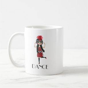Big Eye Dancing Flapper Girl Red Dress 1920s Coffee Mug