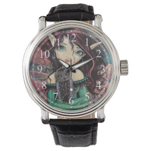 Big Eye Fairy and Owl Fantasy Art Watch