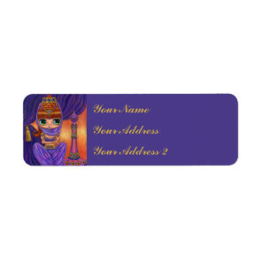 Big Eye Genie Girl in Purple with Magic Bottle Label