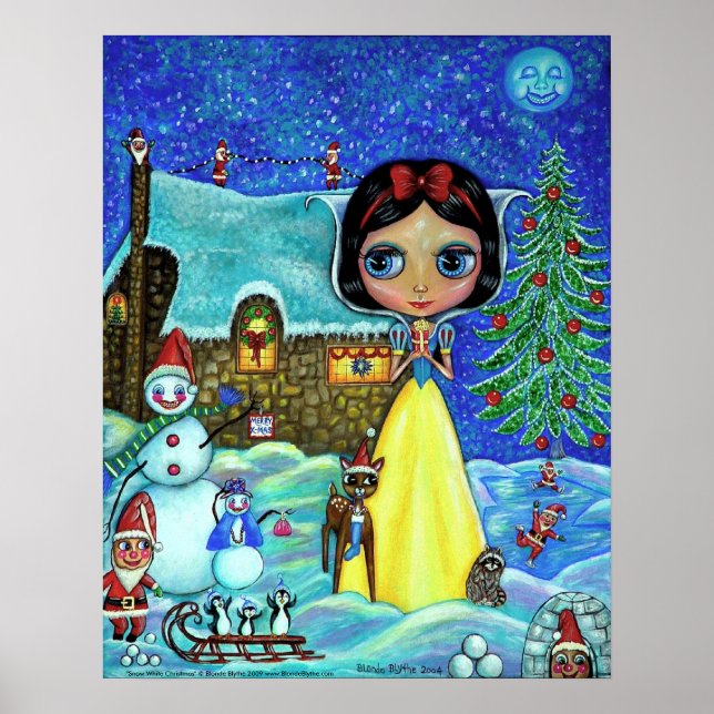 Big Eye Girl Christmas Santa Elves Snow Cute Poster (Front)