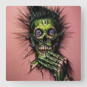 Big Eye Horror Creepy Boo Square Wall Clock