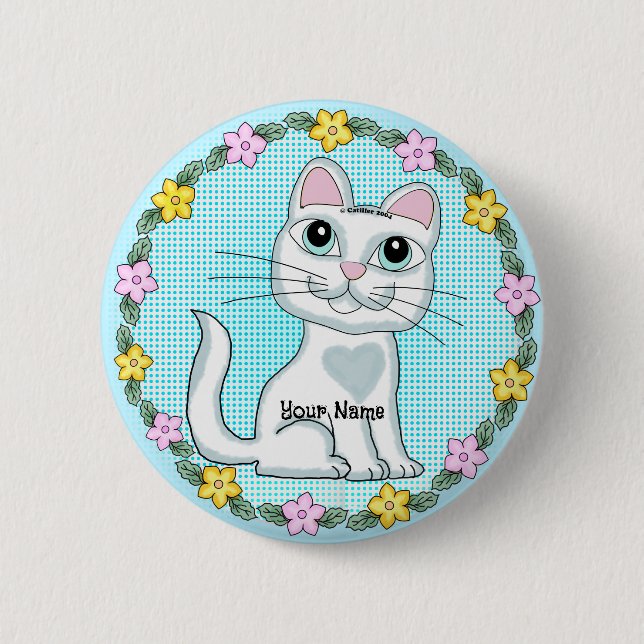Big Eye Kitten Cat  Button (Front)