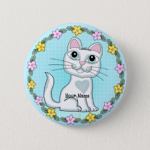 Big Eye Kitten Cat custom name Button