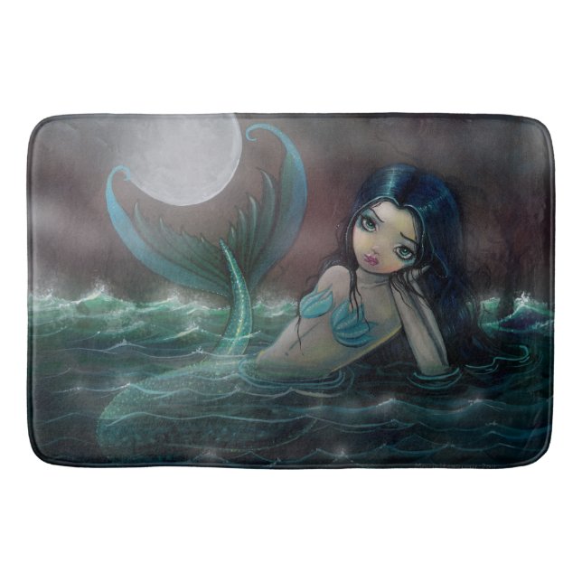 Big Eye Mermaid Cute Fantasy Art Illustration Bathroom Mat (Front)