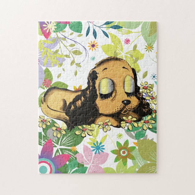 big eye sleeping Puppy Dog Cartoon Animal Art   Ji Jigsaw Puzzle (Vertical)