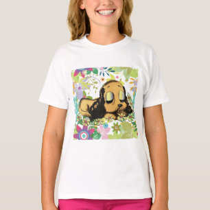 big eye sleeping Puppy Dog Cartoon Animal Art T T-Shirt