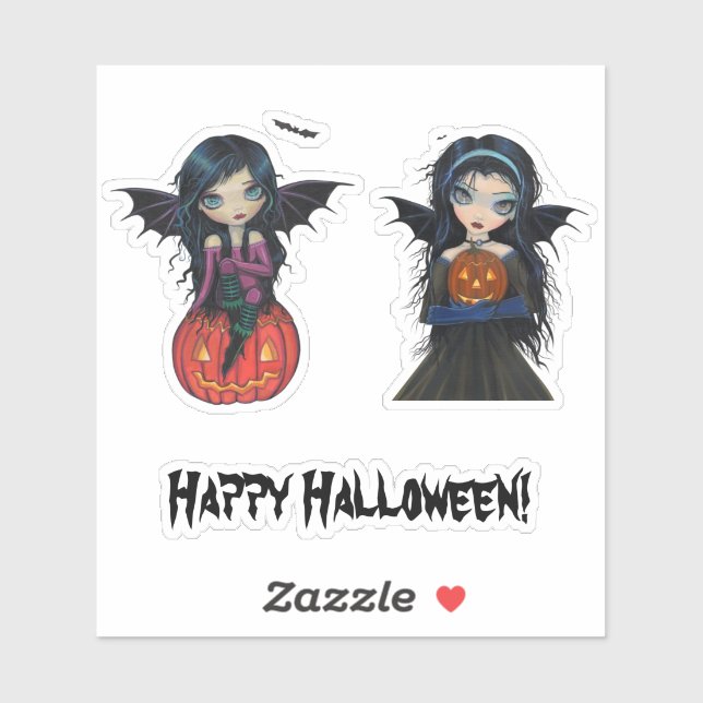 Big Eye Vampire Halloween Pumpkin Molly Harrison Sticker (Sheet)