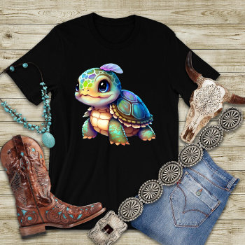 Big Eyed Baby Turtle Graphic T-shirt by PaintedDreamsDesigns at Zazzle