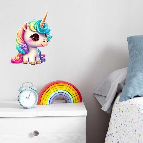 Big Eyed Baby Unicorn Rainbow Colors Sticker