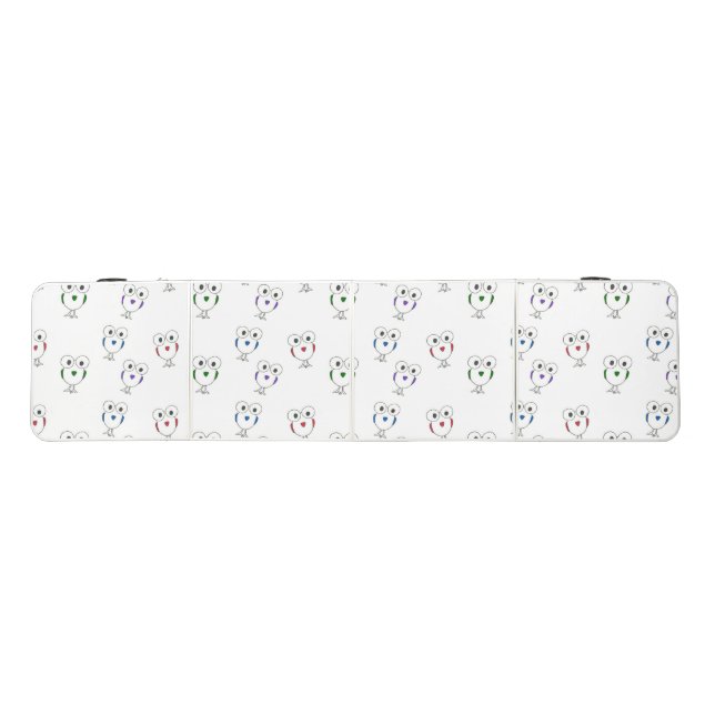 Big eyed birds pattern white beer pong table (Top)