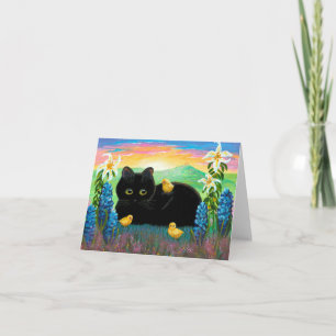 Big Eyed Black Cat Chicks Christian Creationarts Holiday Card