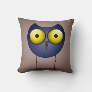 Big Eyed Blue Owl Pillow
