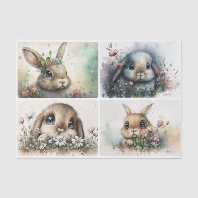 Big Eyed Bunnies  Tissue Paper (Front)