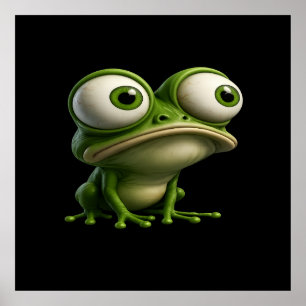 Big-Eyed Cartoon Frog Poster