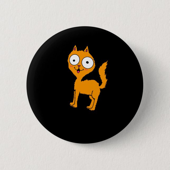 Big Eyed Cartoon Kitty  Button (Front)