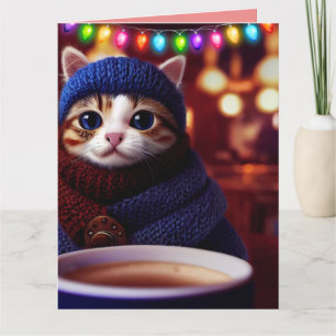 BIG EYED CUTE CAT KITTEN ART CHRISTMAS Cards