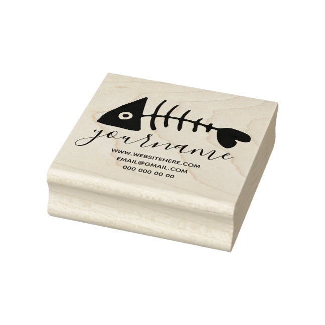 Big Eyed Fish Skeleton Rubber Stamp